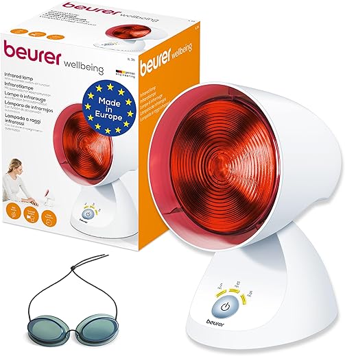 Beurer infraroodlamp IL 35, weldadig en behaaglijk warm infraroodlicht met timer met 3 standen en met 5 hellingshoeken, voor het losmaken van de spieren en het verlichten van spanningen