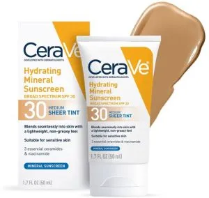 CeraVe Minerale gezichtszonnebrandcrème Sheer Tint SPF30