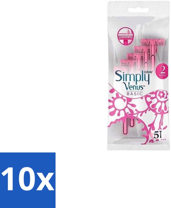 Gillette Simply Venus Wegwerpscheermesjes – 5-bladig, 10 st