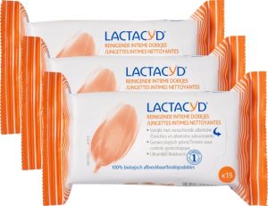 Lactacyd Verzorgende Intieme Doekjes – 3×15 stuks