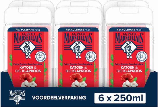 Le Petit Marseillais Douchecrème Katoen & Klaproos 6x250ml