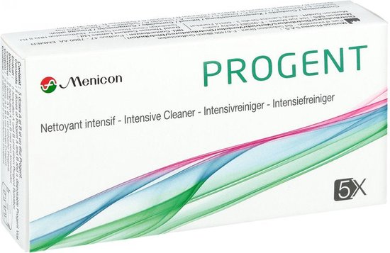 Menicon Progent lenzenvloeistof 5×5 ml (A+B) + lenshouder