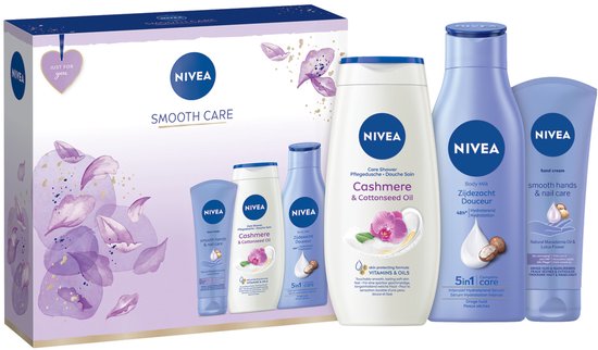 Nivea Smooth Care – 3-delig: Bodymilk, Douchegel, Handcrème