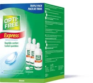 Opti-Free Express Lenzenvloeistof – 3×355 ml + 3 lensdoosjes
