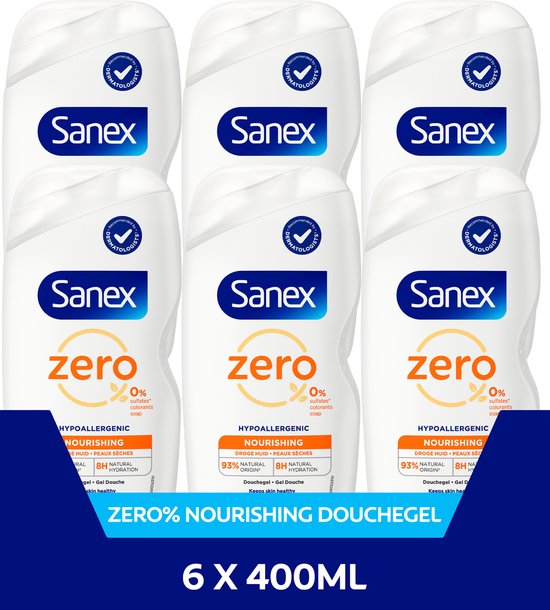 Sanex Zero% Douchegel Droge Huid – 6 x 400 ml