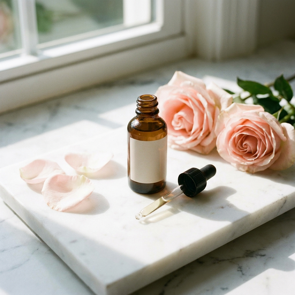 Retinol serum in donker glazen fles met druppelaar