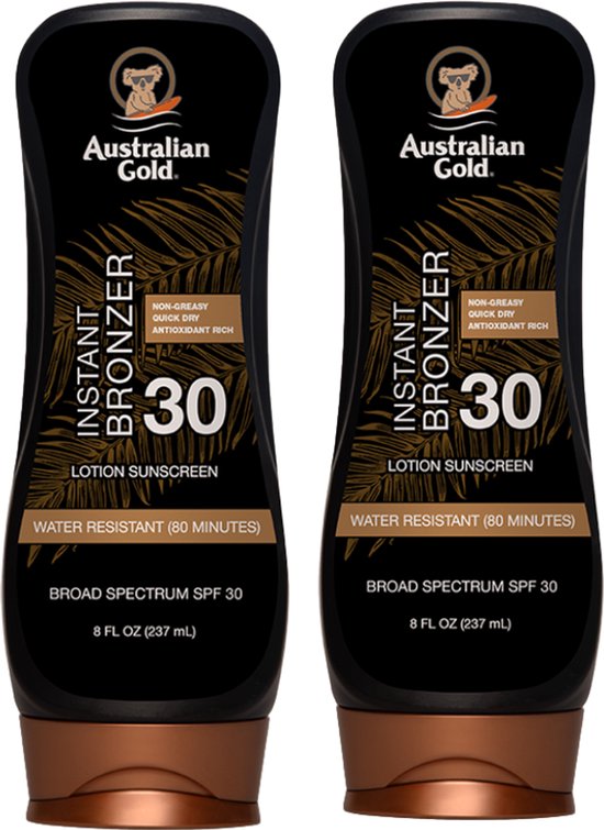 Australian Gold SPF 30 Lotion met Bronzer – 2 x 237 ml