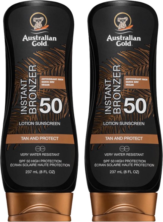Australian Gold SPF 50 Lotion met Bronzer – 2×237 ml
