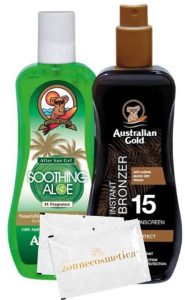 Australian Gold + SPF15 Spraygel + Bronzer Aloë & 2 Doekjes