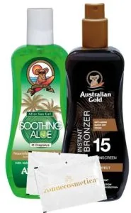 Australian Gold + SPF15 Spraygel + Bronzer Aloë & 2 Doekjes