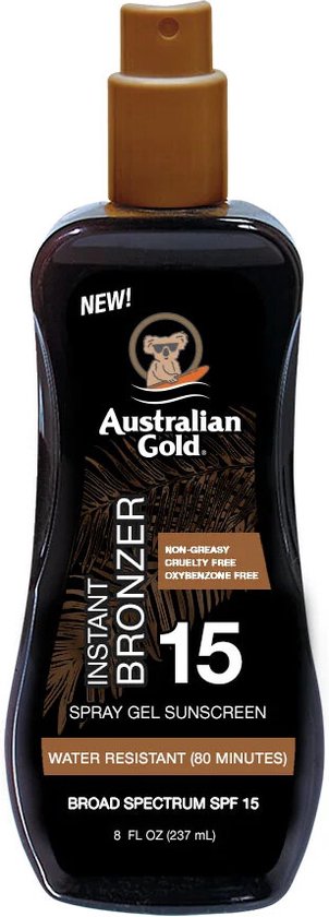 Australian Gold Spraygel met Bronzer SPF 15 – 237 ml