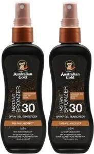 Australian Gold Spraygel SPF 30 met Bronzer – 2×100 ml