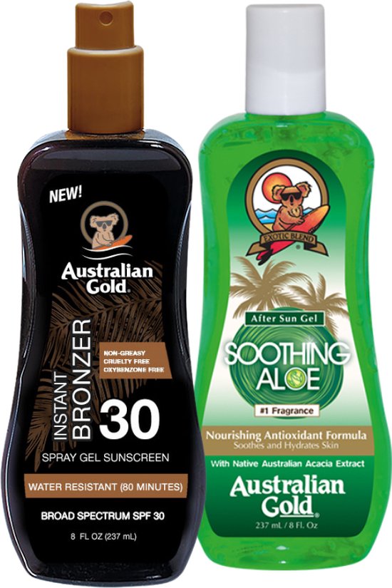 Australian Gold Zonnebrand SPF 30 – Met Bronzer & Gel