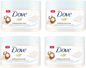Dove Lichaamsscrub Macadamia & Rijstmelk - 4x225 ml