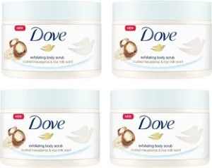 Dove Lichaamsscrub Macadamia & Rijstmelk - 4x225 ml