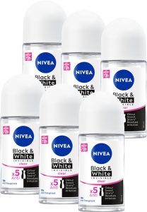 Nivea Black & White Clear Deo Roller - 6 x 50 ml