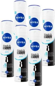 Nivea Black & White Pure Deodorant Spray 72u – 6×150 ml