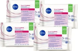 NIVEA Essentials Make-updoekjes – Droog/gevoelig, 4×40