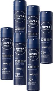 Nivea Men Deep deodorantspray - Dark Wood, 6x150 ml