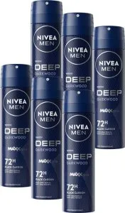 Nivea Men Deep deodorantspray – Dark Wood, 6×150 ml