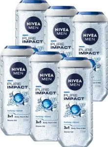 Nivea Men Pure Impact 3-in-1 Douchegel – 6 x 250 ml