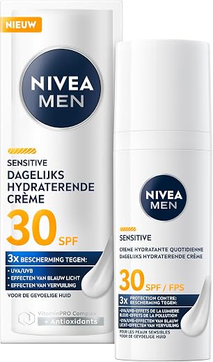 NIVEA MEN Sensitive Dagelijkse Beschermende Hydraterende Crème SPF30 - Gezichtscreme mannen - Gevoelige huid - 50ml