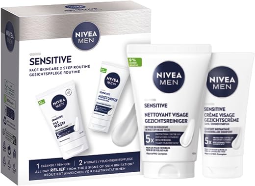 NIVEA MEN Senstive Face Skincare Geschenkset - Vaderdag cadeau - Giftset Gezichtsverzorging Routine - Kado