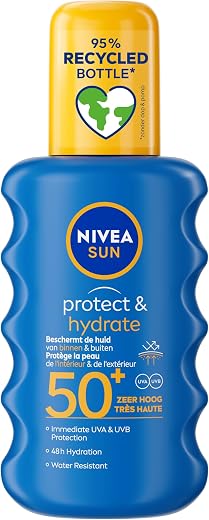 NIVEA SUN Protect & Hydrate Zonnebrand Spray - SPF 50 - Zonnespray - Beschermt en hydrateert - Met Vitamine E -Zonbescherming - 200 ml