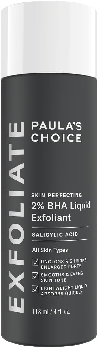 Paula's Choice SKIN PERFECTING 2% BHA Liquid Exfoliant - Dagelijkse Peeling met Salicylzuur onstopt Poriën & Reguleert Talg – tegen Puistjes & Mee-eters - Gecombineerde & Vette Huid - 118 ml