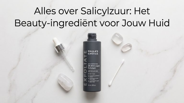Afbeelding van salicylzuur in een flesje op een marmeren achtergrond
