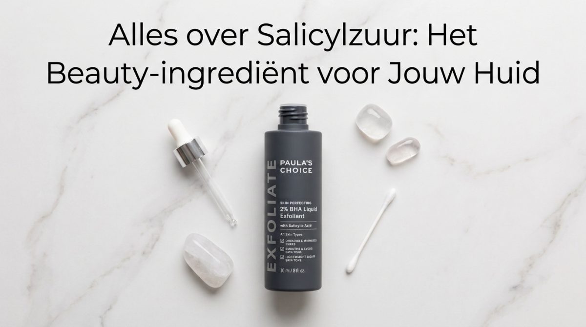 Afbeelding van salicylzuur in een flesje op een marmeren achtergrond