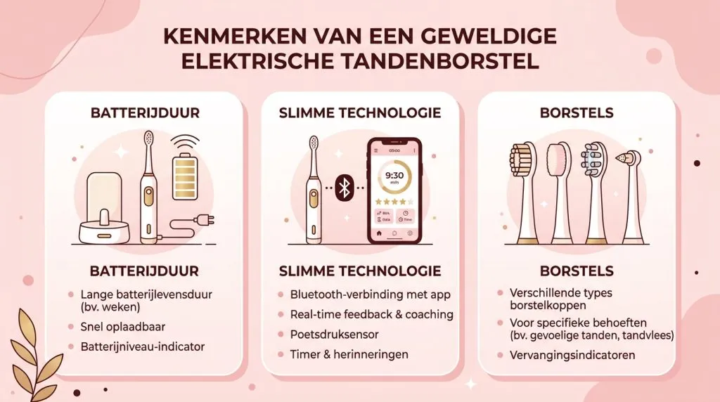 Infographic over wat een elektrische tandenborstel goed maakt