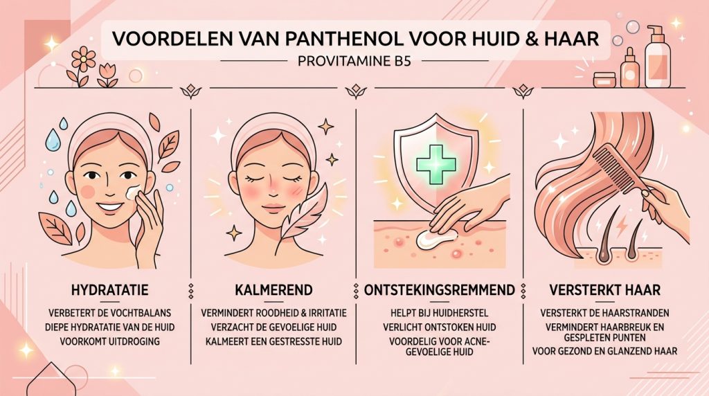Infographic over de voordelen van Panthenol voor huid en haar
