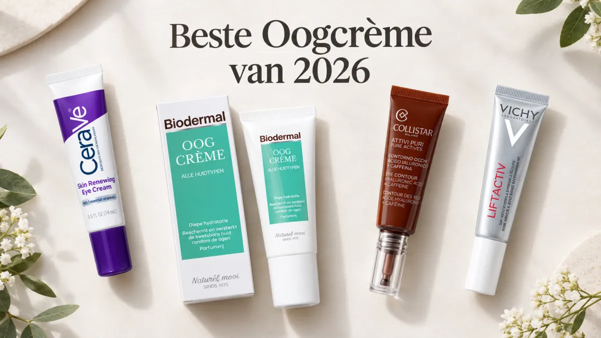 Beste oogcrème: CeraVe Skin Renewing Oogcrème Peptidecomplex – 15 ml en Biodermal Oogcrème Parfumvrij – 15 ml en Collistar Hy