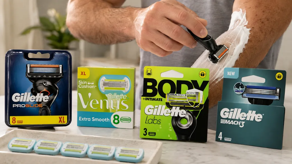 Beste scheermesjes: Gillette Fusion5 ProGlide 8 navulscheermesjes en Gillette Venus Extra Smooth Scheermesjes – 8 navulmesje 