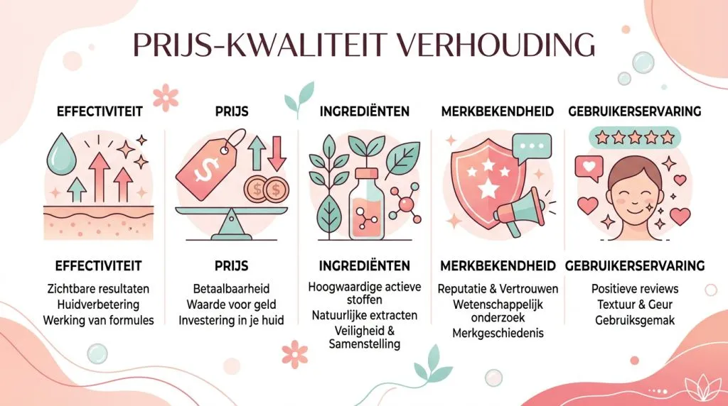 Infographic over prijs-kwaliteitverhouding in skincare producten