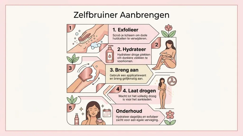 Stapsgewijze infographic over zelfbruiner aanbrengen