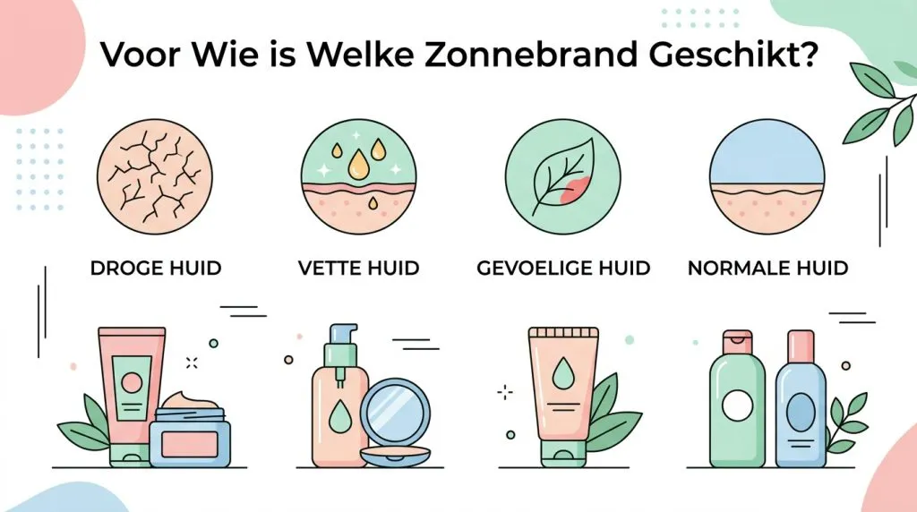 Infographic met verschillende huidtypes en bijpassende Koreaanse zonnebrand