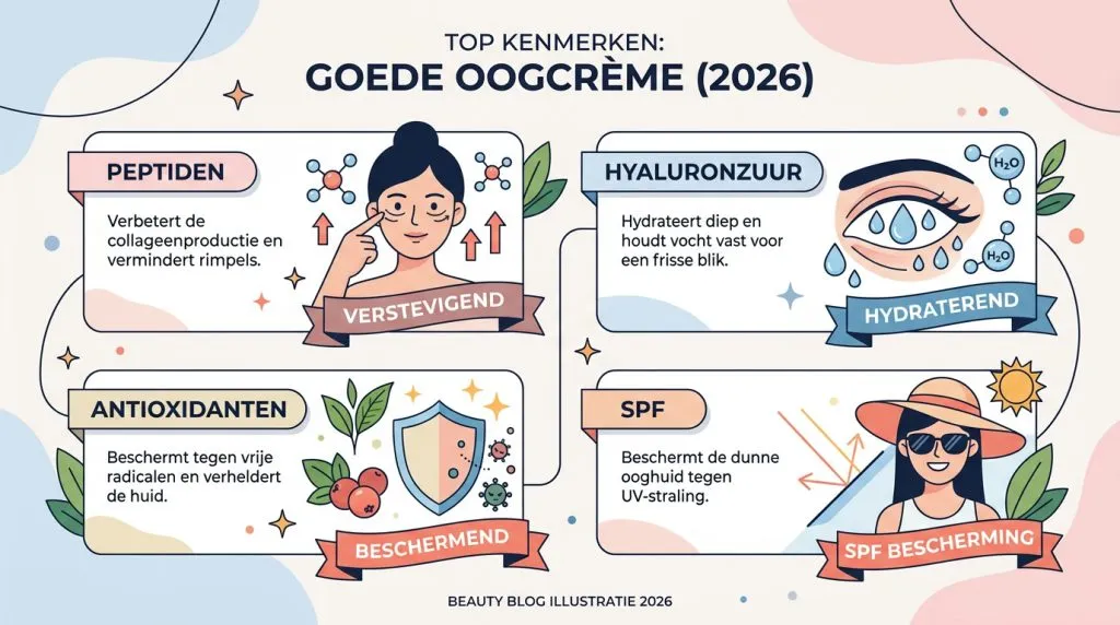 Infographic met kenmerken van de beste oogcrème