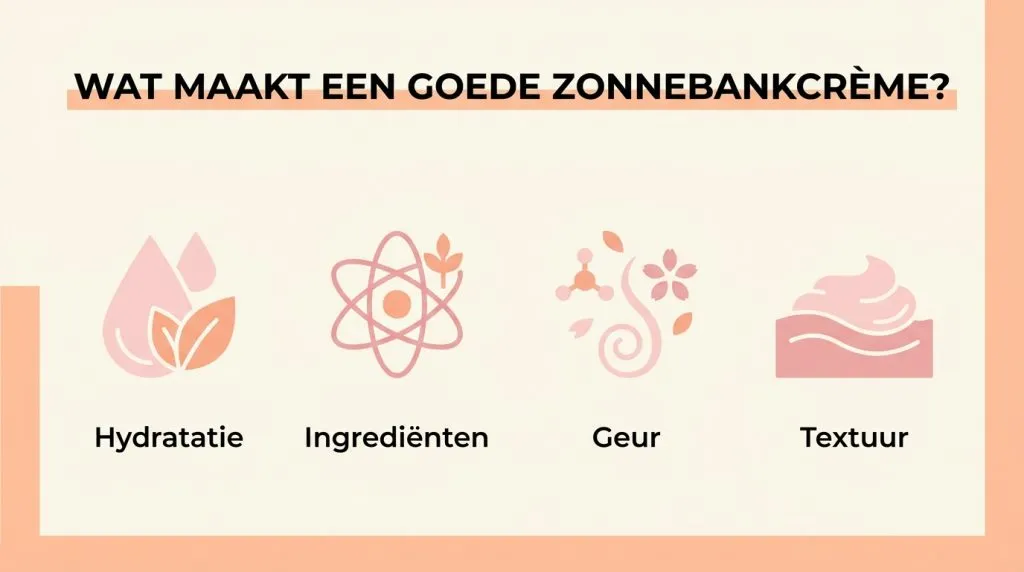 Infographic over zonnebankcrème-ingrediënten zoals aloë vera en vitamine E