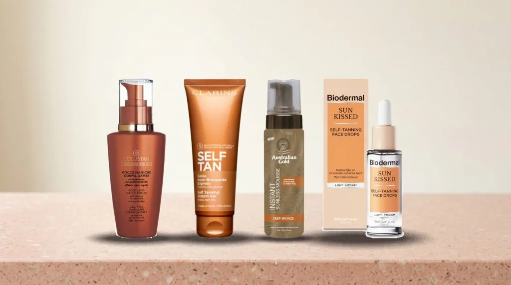 Beste zelfbruiner: Collistar Magic Drops Zelfbruiner – 125 ml en Clarins Instant Zelfbruiner Gel – Aloë Vera 125 ml en Austra